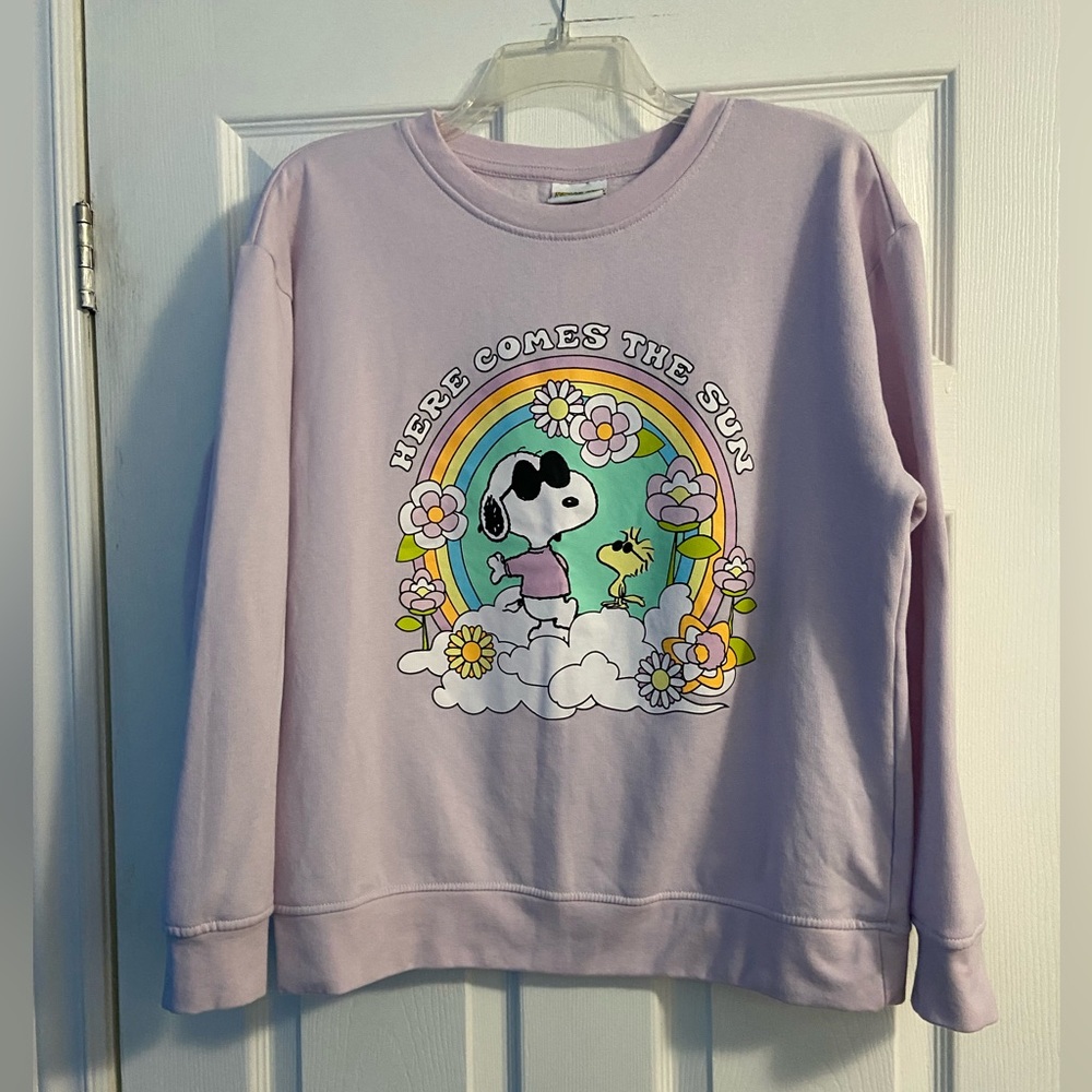 Peanuts Lavender 'Here Comes The Sun' Graphic Sweatshirt
